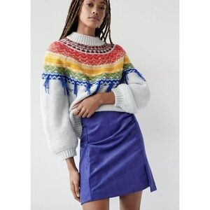 Anthropologie Roxanna Suede Mini Skirt Purple/Blue